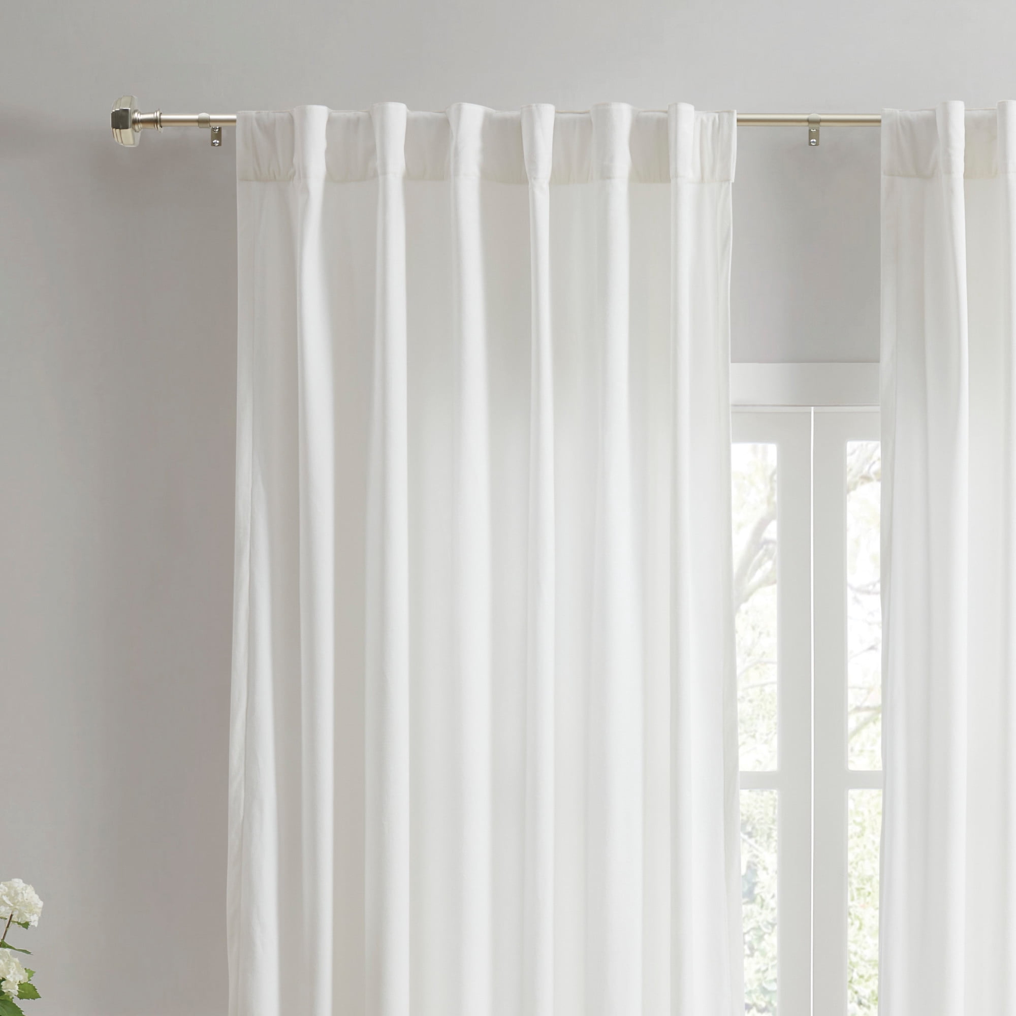 Martha Stewart Chatsworth 3/4", Adjustable Curtain Rod and Finial Set, Matte Nickel, Silver, 36'' - 66'' Long
