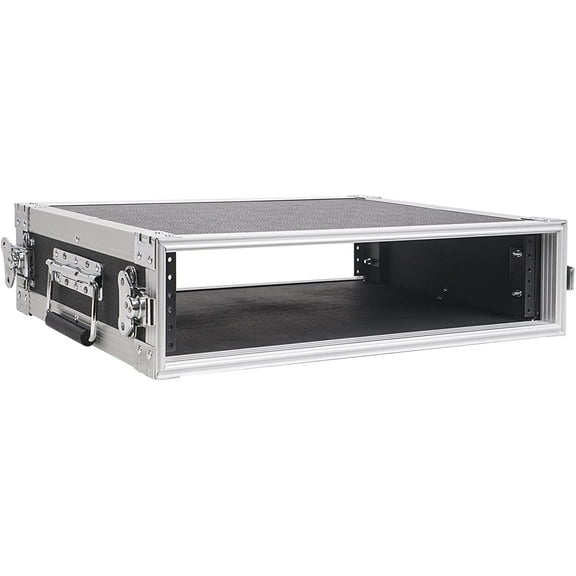 Sound Town Shock Mount 2U ATA Plywood Rack Case with 21" Rackable Depth, 2-Space Size, Pro Tour Grade (STRC-SP2U)