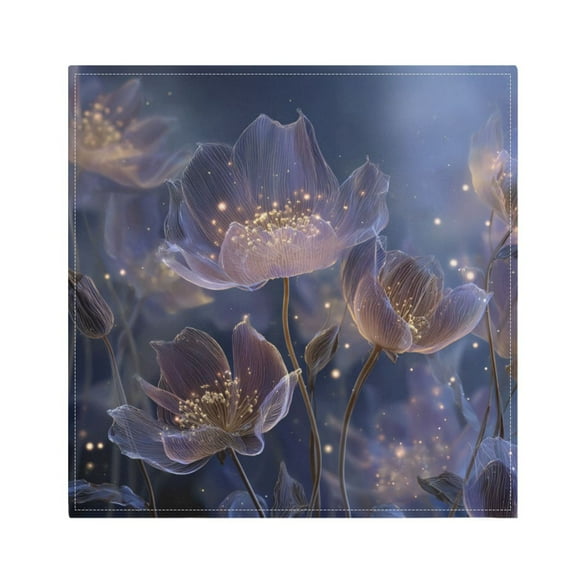 Qxltty Transparent Purple Flowers Napkins 20×20in Perfect for Parties Dinners Weddings Cocktail Housewarming Cloth Napkins Set of 6