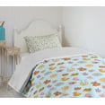 thumbnail image 4 of Ambesonne Cartoon Quilted Bedspread Set 2 Pcs, Sun Ribbon Teddy Bear Art, Twin Size, Pale Blue Cinnamon, 4 of 6