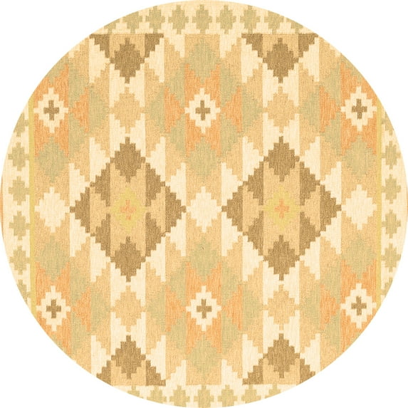 Ahgly Company Indoor Round Southwestern Brown Country Area Rugs, 8' Round