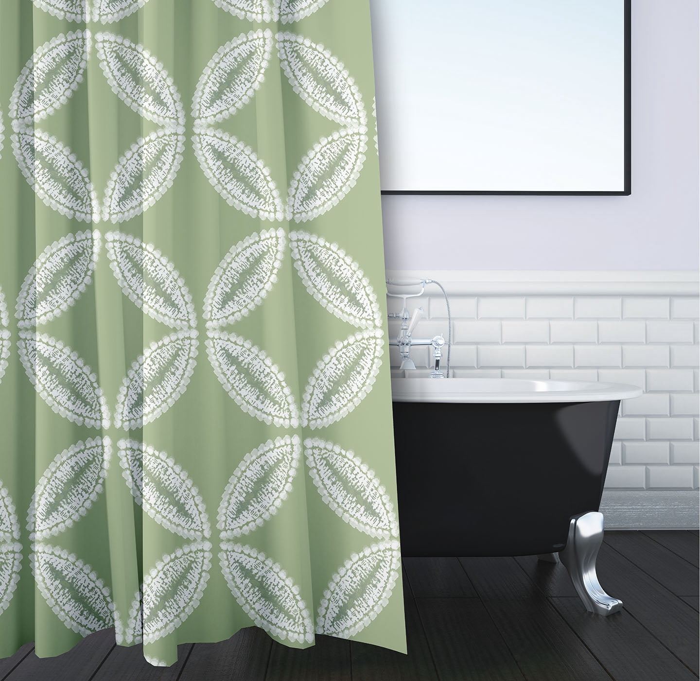 Simply Daisy Tidepool Polyester Polyester Shower Curtain, Green