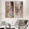thumbnail image 1 of Designart "Fading Passion Retro Beige and Red Abstract" Abstract Painting Framed Wall Art Set Of 2 - Modern Red Frame Gallery Set For Office Decor, 1 of 6