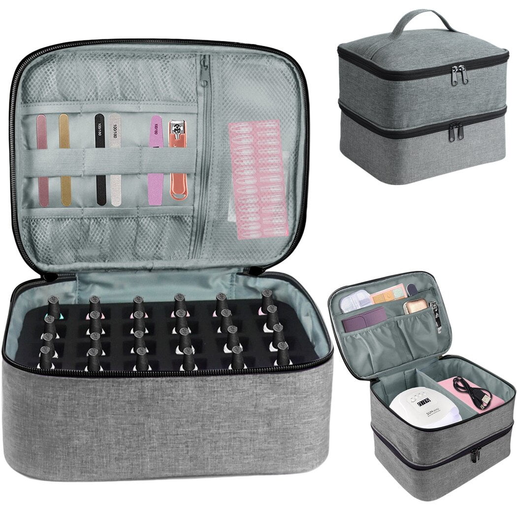 Nail Polish Bag, 2Tier Nail Lamp Storage Bag, 30 Bottles Portable
