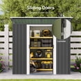 thumbnail image 5 of Storage Shed, 6 x 4 FT Outdoor Metal Shed with Double Sliding Lockable Doors, Waterproof Tool House for Garden Backyard, Grey, 5 of 12