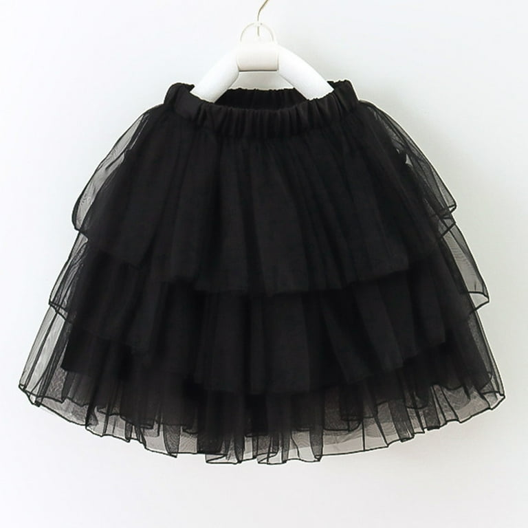 Lovskoo Toddler Little Girls Tutu Tulle Skirt Elastic High Waist Layered Mesh Tiered A Line Skirt for Girl 2 8 Years Black Toddler Girl s Size 7 8