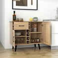 thumbnail image 2 of Costway 2-Door Wine Bar Cabinet Kitchen Sideboard Buffet with Drawer & Adjustable Shelves Natural, 2 of 10