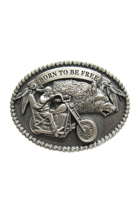 Vintage Silver Plated Wolf Western Oval Belt Buckle Gurtelschnalle Boucle de ceinture