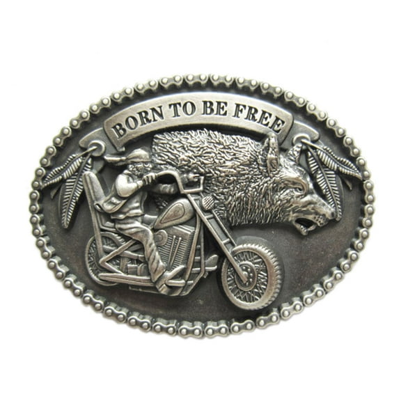 Vintage Silver Plated Wolf Western Oval Belt Buckle Gurtelschnalle Boucle de ceinture