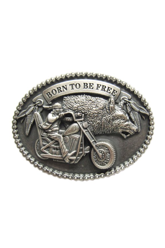 Vintage Silver Plated Wolf Western Oval Belt Buckle Gurtelschnalle Boucle de ceinture