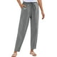 thumbnail image 1 of WILLBEST Pantalones Casuales de Lino para Mujer, de Pierna Recta, Elásticos, con Cordón y Bolsillos, Ropa de Playa Elegante para Verano. Chica, 1 of 5