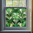 thumbnail image 6 of 20 Inch Green Fan-Shaped Stained Glass Window Film, Art Deco Static Cling Privacy Decal, No-Adhesive Window Sticker Home Decor for Bathroom Kitchen Sliding Doors, 6 of 6