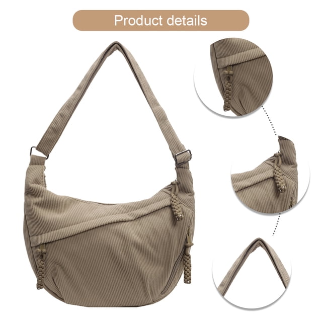 Bolso Bandolera Pana Color Sólido Mujer Con Bolsillos para Uso Diario