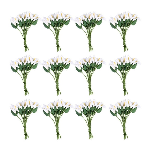 144Pcs Simulation Calla Flower Decors Realistic Flower Crafts Lather Bouquets