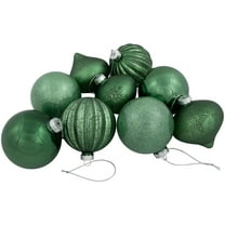 3-Finish Glass Christmas Ball and Onion Ornaments - 3" (80mm) - Forest Green - 9ct