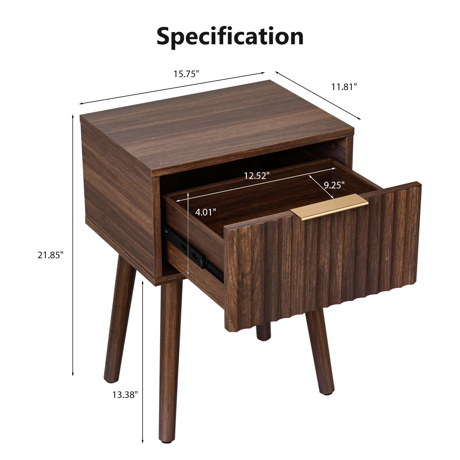 Ktaxon Set of 2 Solid Wood Nightstand,  End Table, Side Side End Table for Bedroom Furniture, Brown