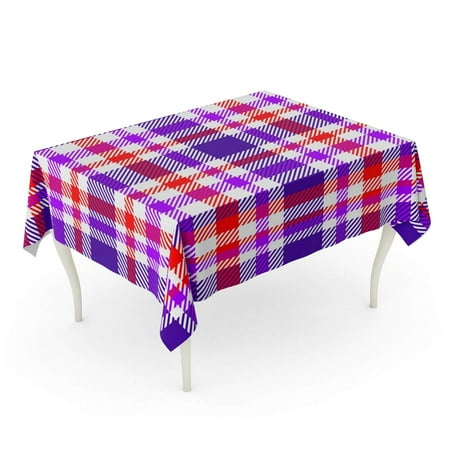 

SIDONKU Tartan Plaid Pattern White Purple Violet and Bright Red Tablecloth Table Desk Cover Home Party Decor 60x84 inch