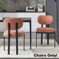 thumbnail image 2 of Hassch Set of 2 Modern Armless Dining Chairs, Linen Fabric Upholstered Curved Back & Padded Seat, Ergonomic Design, Black Metal Frame for Kitchen or Living Room (Orange), 2 of 7