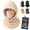 Beige-thick, variant on One Piece Flannel Warm Mask Hat Ski Winter Balaclava Hooded Face Covering 3-in-1 Windproof Single Double Layer Fleece Lined with Adjustable Drawstring for Hiking Cycling