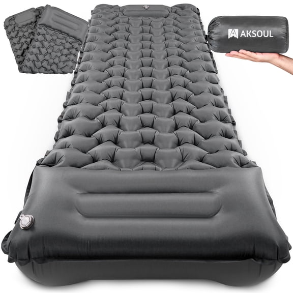 Uarter Inflatable Sleeping Pad - 79 x 28 in Camping Air Mattress  with Pillow Built-in Pump Waterproof Camping Sleeping Pads for Backpacking, Hiking,Traveling,Gray