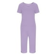 thumbnail image 6 of Women's Pajamas Set V Neck Short Sleeve Top and Capri Pants Lightweight Sleepwear Comfy Pjs Lounge Set Solid Casual Loungewear Wife'sPajamas Outfits Matching Sets 2026, 6 of 7