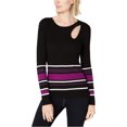 thumbnail image 1 of I.N.C Womens Striped Cutout Pullover Sweater, Black, Medium, 1 of 1
