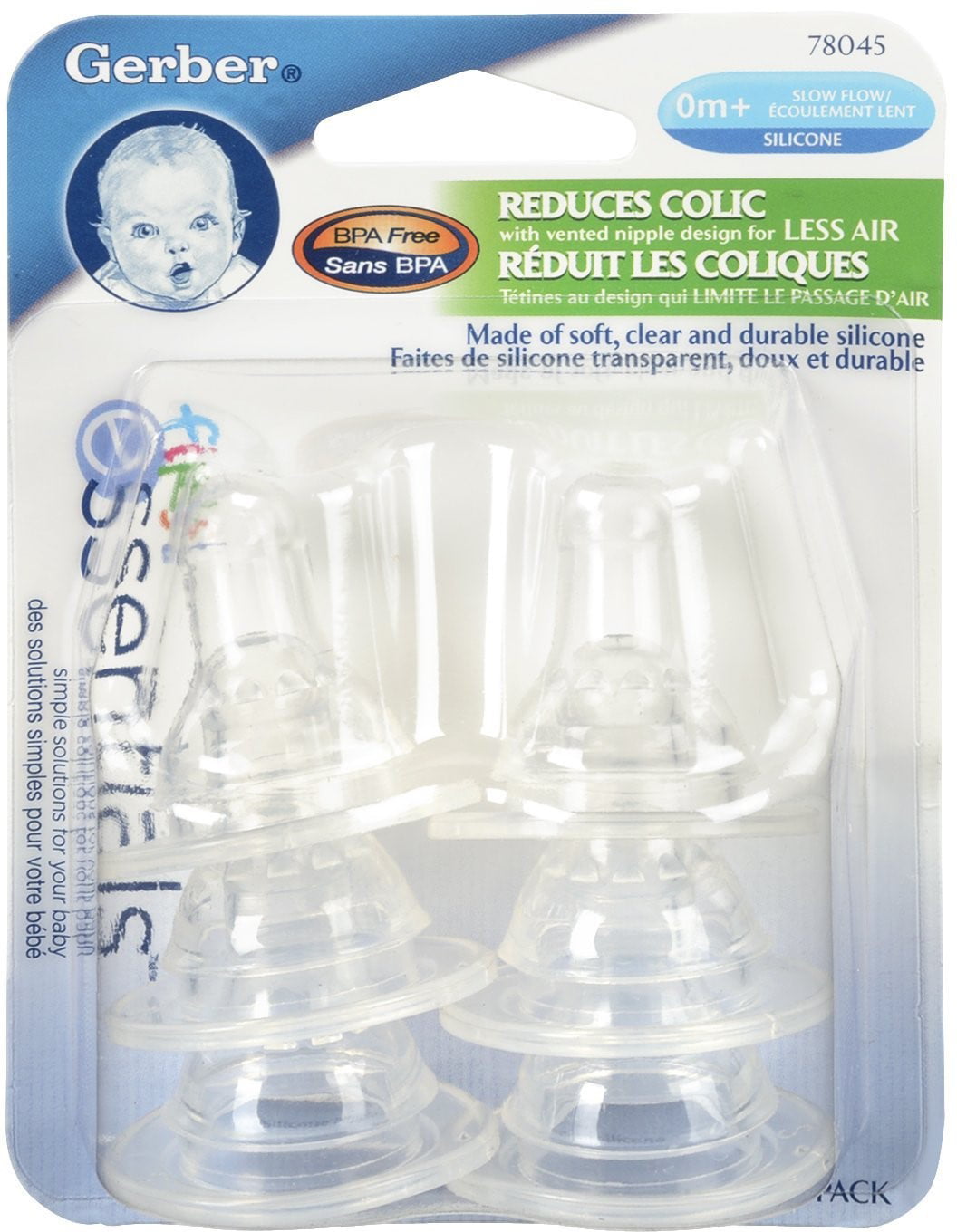 Gerber First Essential Silicone BPA Free Nipples 6 Pack Slow Flow 