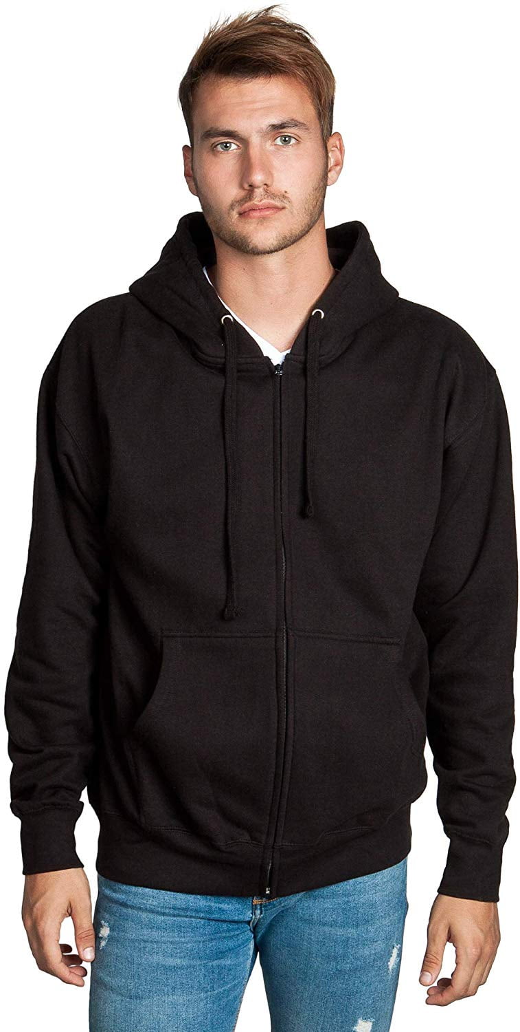 Mens Full Zip up hoodie Fleece Zipper Heavyweight Hooded Jacket ...