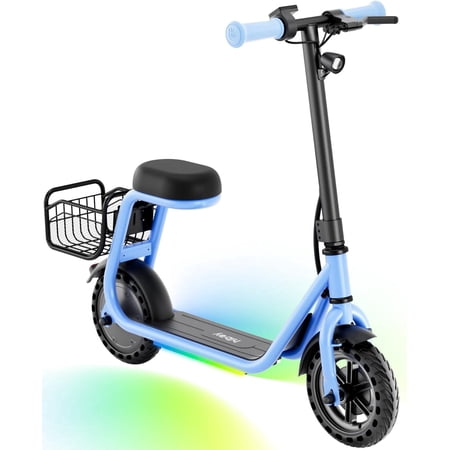 Hiboy Electric Scooter for Kids Ages 4 - 10 3 - Speed Adjustable 9.3 MPH & 5 Mile Range Neon LED Lights Electric Scooter with Seat Blue