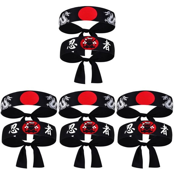 Japanese Cooker Headband Sushi Chef Ninja Headscarf Sport Hijab Printing Polyester 8 Pcs