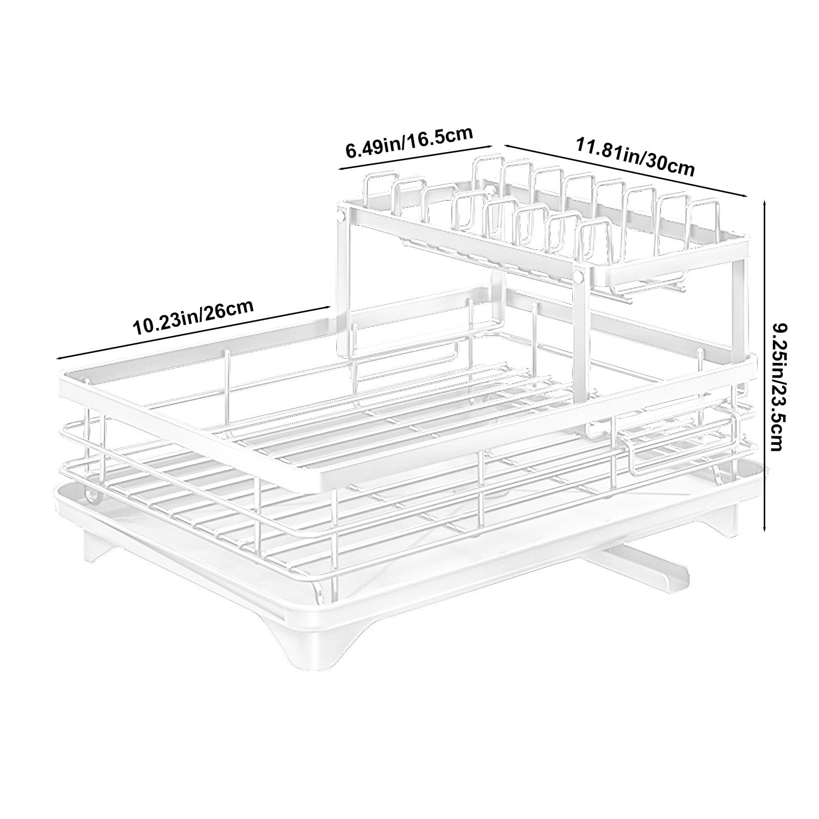 Dish Drying Rack, Carbon Steel 2-Tier Drainer, Large Capacity Space-Saving Easy-Install Sturdy Anti-Collapse Stable, Kitchen Countertop Dish Bowl Cup Utensil Organizer Shelf