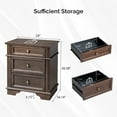 thumbnail image 3 of Ktaxon Wooden Nightstand with Outlets & USB Ports, 3 Drawer Traditional Cottage Bedside Table, Brown, 3 of 10