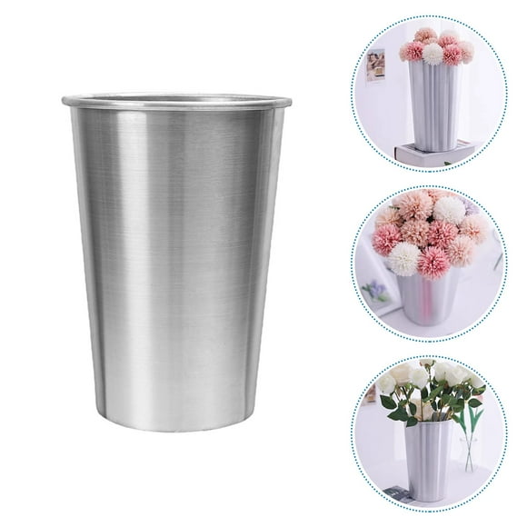 Phenofice Metal Flower Pot Flower Display Buckets Aluminum Flower Growing Silver 1Pack