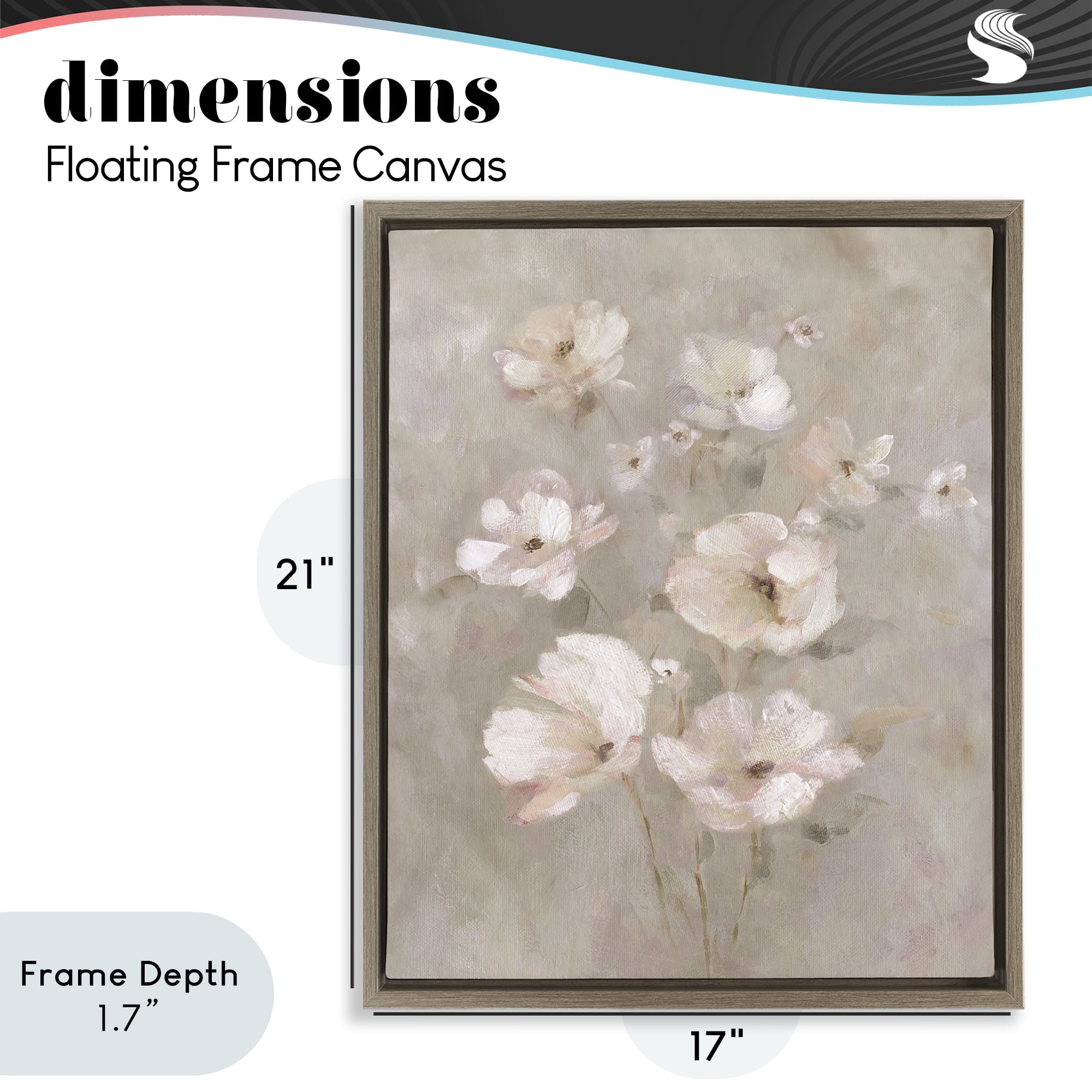 Stupell Industries Blush Florals over Beige Brown Framed Floater Canvas Wall Art, design by Carol Robinson