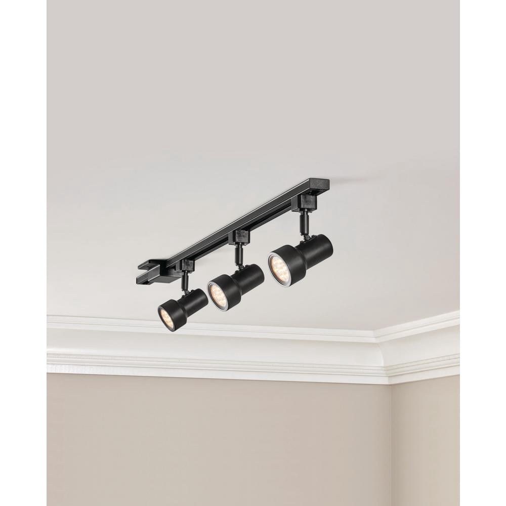 3-Light Mini Step 44 in. Black Integrated LED Linear Track Lighting Kit