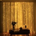 thumbnail image 1 of Cortina de luces, 3 x 3 m LED Cortina de luces de cadena 300 LED, 8 modos de iluminación, ventana, boda, jardín, dormitorio (blanco cálido, gancho no incluido), 1 of 2