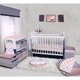 thumbnail image 6 of Bacati Feathers/Buck Coral/Navy 100 Percent Cotton Breathable Muslin 3pc Girls Crib Set, 6 of 8