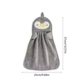 thumbnail image 2 of Grey Hand Towel Little Duck And Penguin Design Thickened Highly Absorbent Lint Free With Hanging Loop 37X25Cm 14.6X9.8In, 2 of 7