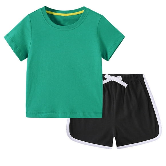Odeerbi 18M-12Y Niños Niñas Conjunto de Verano Deportivo Camiseta de Manga Corta de Algodón Shorts Conjunto de Dos Piezas Suave
