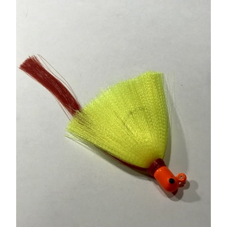UPC: 0896932000139 | R&R Tackle 1.5 Oz. Flarehawk Jig Chartreuse Red Fishing Lure