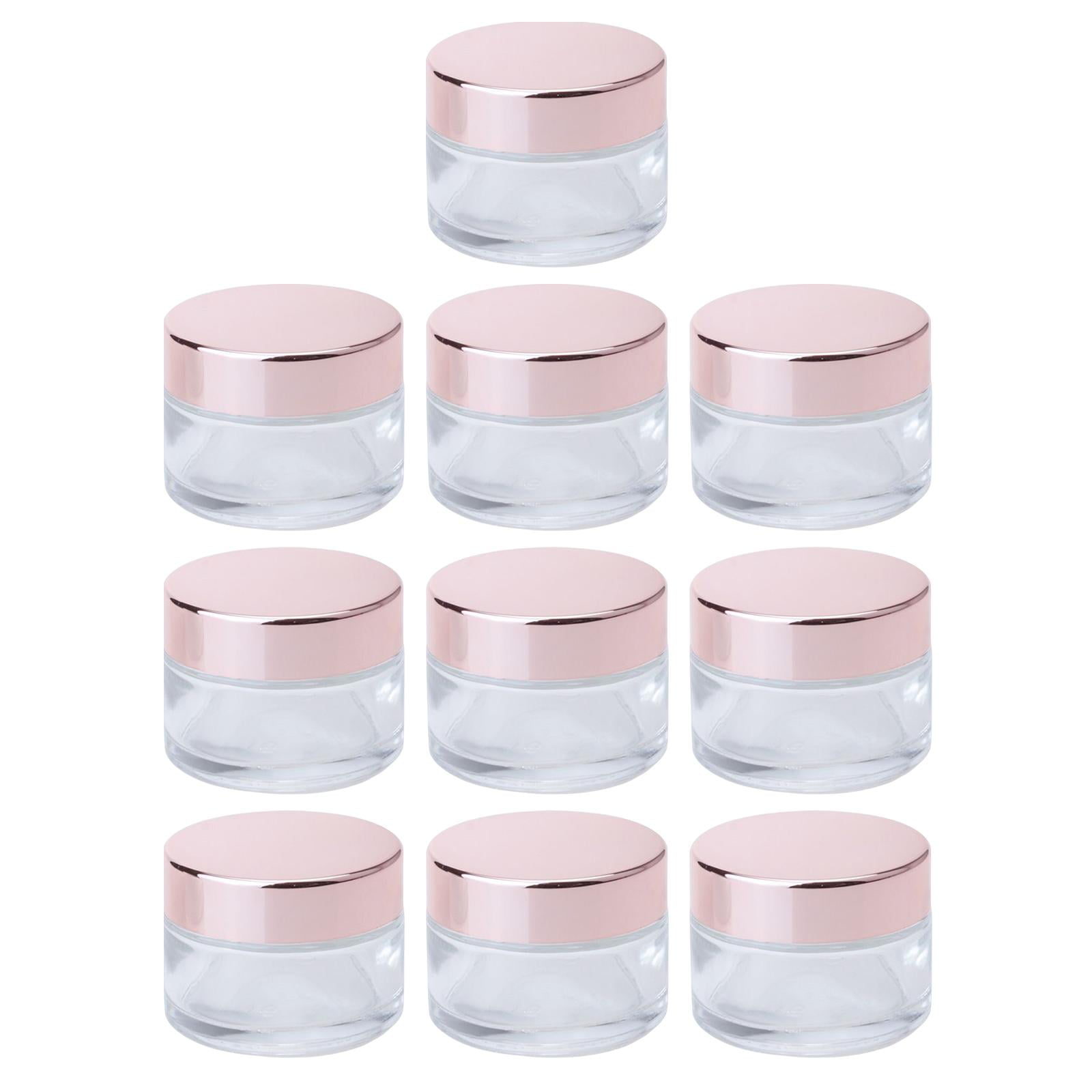 Cositina 4 Pack 3.4 oz Pink Glass Jars with Rose-Golden Lids & Inner  Liners,Empty Round Storage Containers Travel Jars Pot,for Cosmetics,Gel,Eye