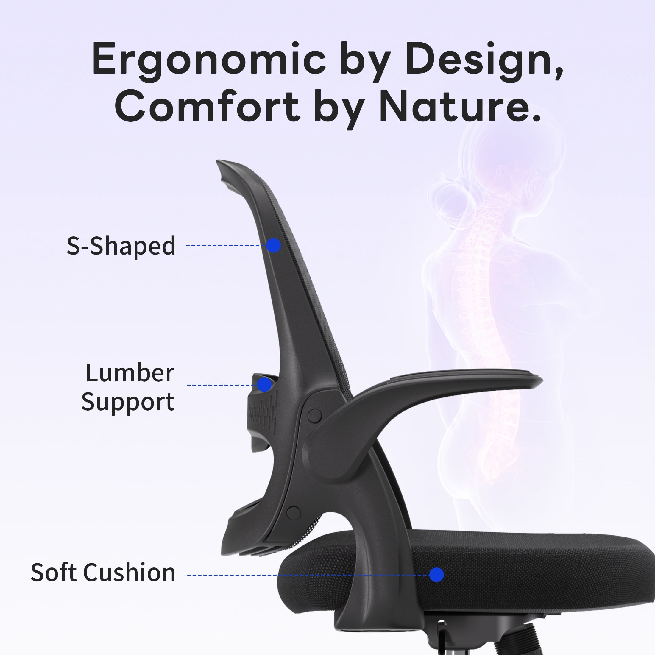 TMV Ergonomic Mesh Office Chair - High Back Gaming Desk Chair, Computer Chair with Lumbar Support & Wheels, Modern Vanity Chair for Home Office,Living Room,Bedroom,Black