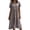 #196-Gray, variant on Women's Short Sleeve Drop Waist Maxi Dress Button V Neck Pleated Loose Flowy Long Dress for Graduation Dress