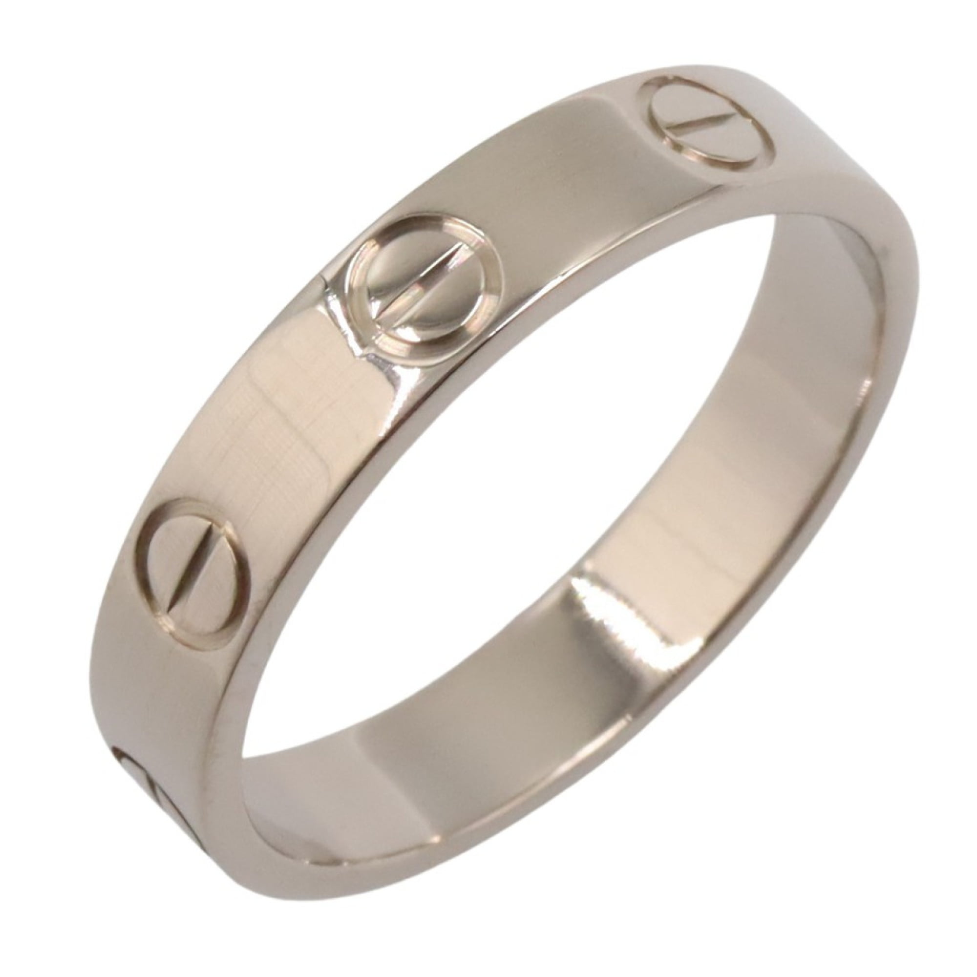 Pre-Owned Cartier Mini Love Ring, 18K White Gold (K18WG) for Men and Women, Silver (Good)