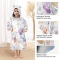 thumbnail image 3 of FORMRS Wearable Blanket Hoodie with Sleeves for Kids Cozy Flannel Sweatshirt, Purple Flower Pattern, 3 of 7