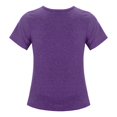 thumbnail image 5 of Otqutp 4-13 Years Little Children Wedding Tops Knot Tunic Button Short Girls Short Sleeve TShirt Casual Tops Front Blouse Tee Kids Girls Tops(a-Purple,6-7 Years), 5 of 7