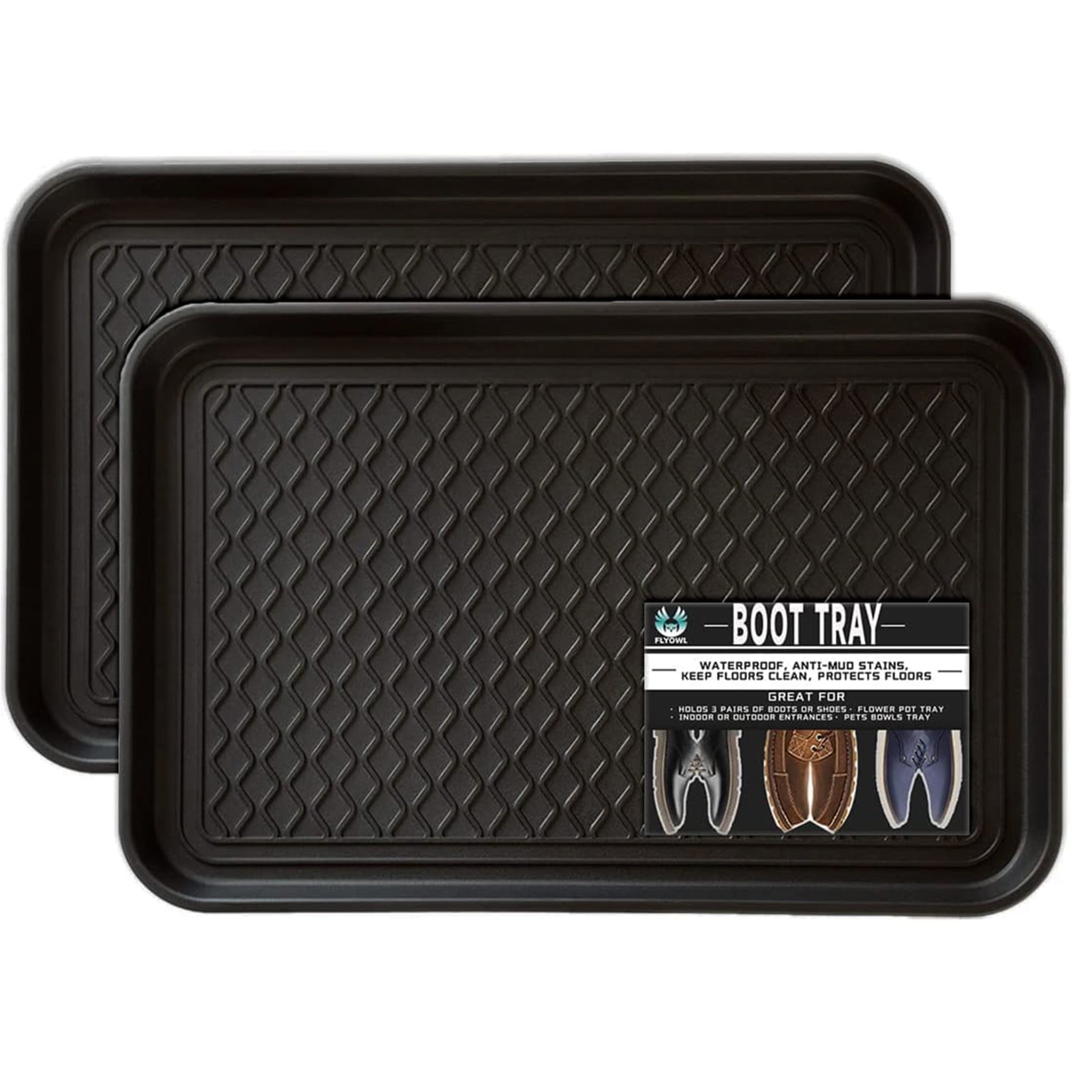 Saim MultiPurpose Boot Tray, 2 Pack All Weather Large Shoe Mat Tray