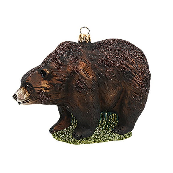 Grizzly Bear Polish Blown Glass Christmas Ornament Tree Decoration