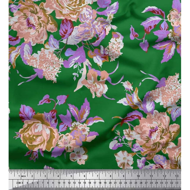 Soimoi Feuilles de Soie & Tissu Imprimé Artistique Floral 1 Yard 42 Inch Wide