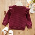 thumbnail image 3 of PatPat Toddler Textured Ruffled Solid Pullover Sweatshirt for Girl,Sizes 18M-6Y, 3 of 7
